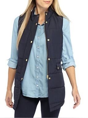 crown & ivy Navy Quilted Puffer Vest